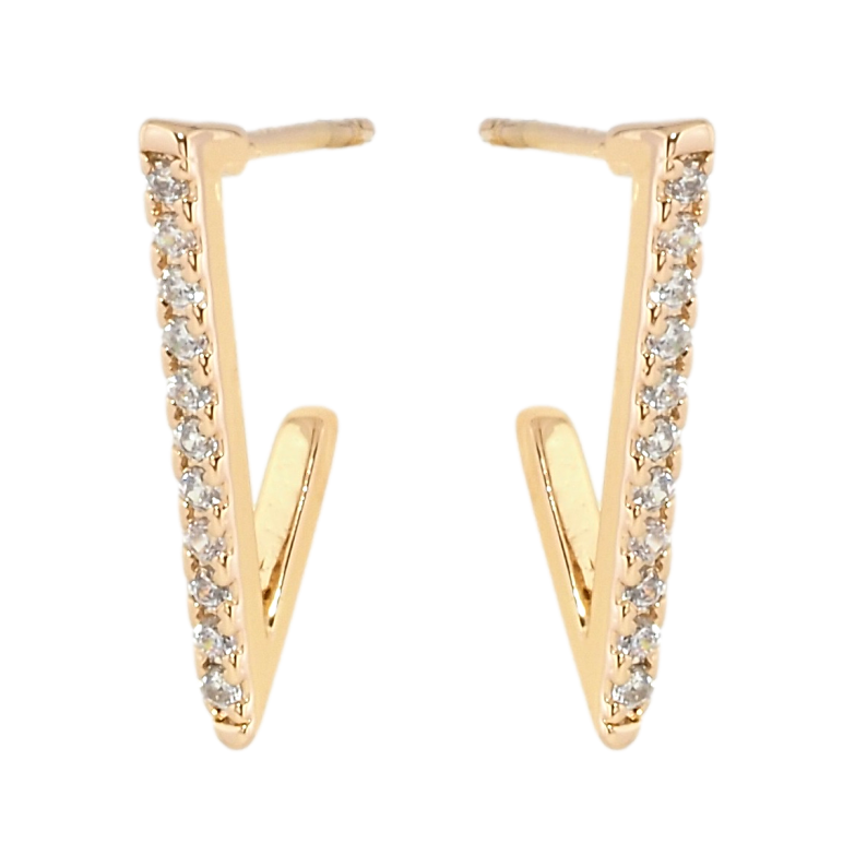 Серьги Xuping Позолота 18K пусеты Уголки с дорожками циркония фото №1