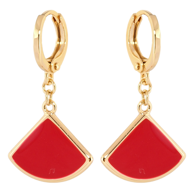 Сережки Xuping Позолота 18K підвіски на колечках Декоративні підвіски з червоною емаллю фото №1