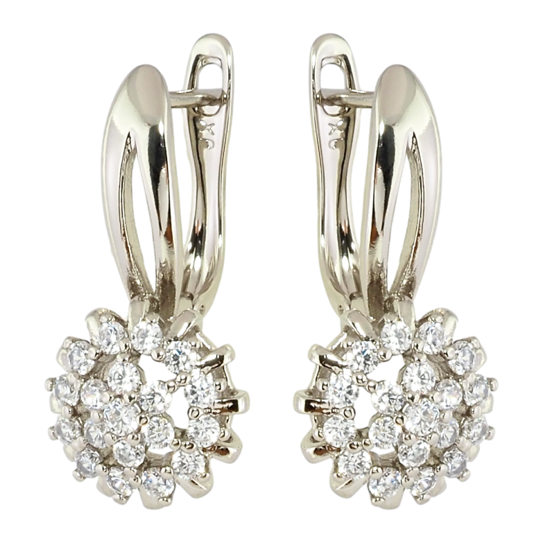 Серьги Xuping Родий английский замок Декоративные цветочки с цирконием фото №1 Серьги Xuping Родий английский замок Декоративные цветочки с цирконием фото №1