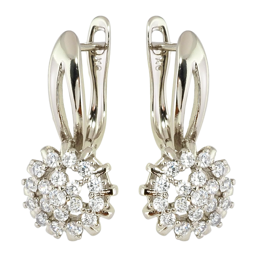 Серьги Xuping Родий английский замок Декоративные цветочки с цирконием фото №1 Серьги Xuping Родий английский замок Декоративные цветочки с цирконием фото №1