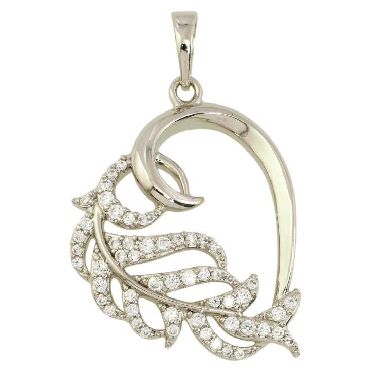 Кулон Xuping Родій Серце з пером для ланцюжка до 6мм фото №2