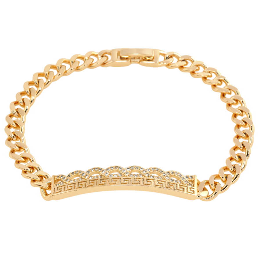 Браслет Xuping Позолота 18K Ланцюжок Панцирне плетіння з вставкою довжина 19.5см х 6мм фото №1