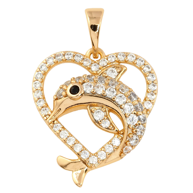 Кулон Xuping Позолота 18K Серце з дельфіном для ланцюжка до 5мм фото №1