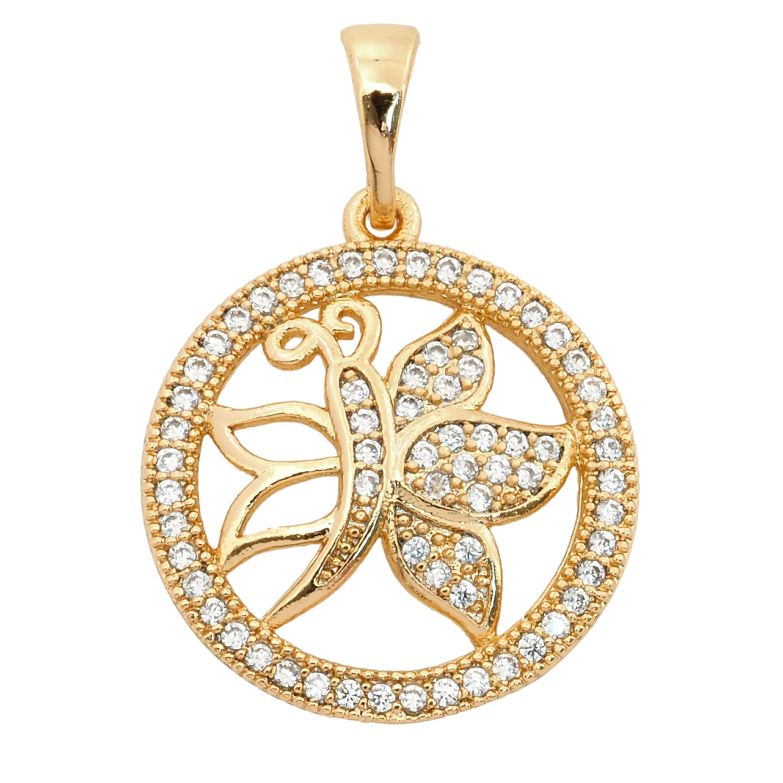 Кулон Xuping Позолота 18K Бабочка инкрустация цирконием для цепочки до 5мм фото №1 Кулон Xuping Позолота 18K Бабочка инкрустация цирконием для цепочки до 5мм фото №1