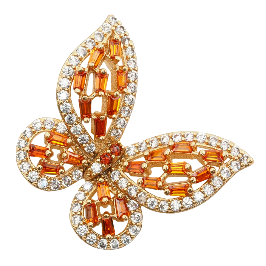 Кулон Xuping Позолота 18K Метелик інкрустація цирконієм та помаранчевими фіанітами для ланцюжка до 3мм фото №1 Кулон Xuping Позолота 18K Метелик інкрустація цирконієм та помаранчевими фіанітами для ланцюжка до 3мм фото №1