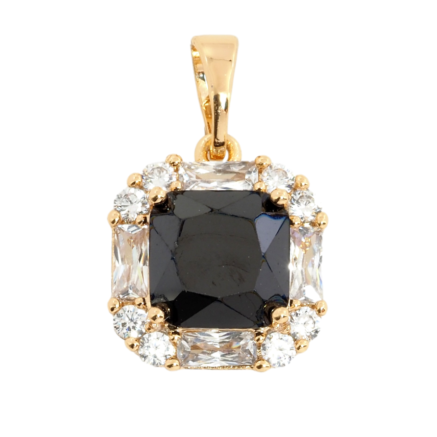 Кулон Xuping Позолота 18K Черный фианит в обрамлении циркония для цепочки до 5мм фото №1 Кулон Xuping Позолота 18K Черный фианит в обрамлении циркония для цепочки до 5мм фото №1