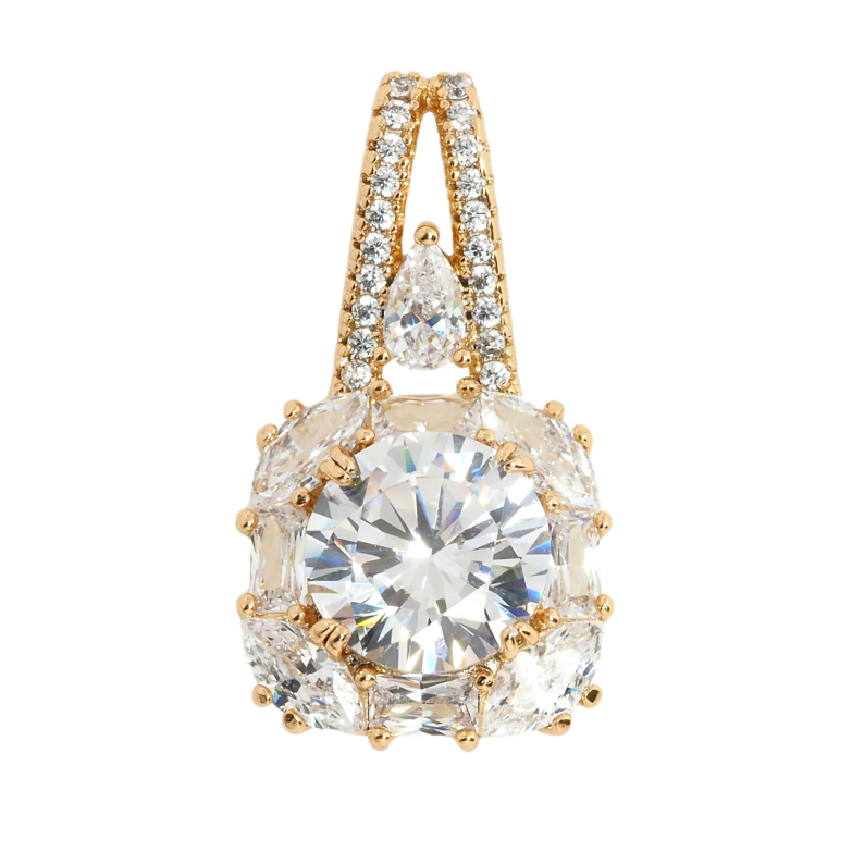 Кулон Xuping Позолота 18K Фианит в обрамлении циркония для цепочки до 4мм фото №1 Кулон Xuping Позолота 18K Фианит в обрамлении циркония для цепочки до 4мм фото №1