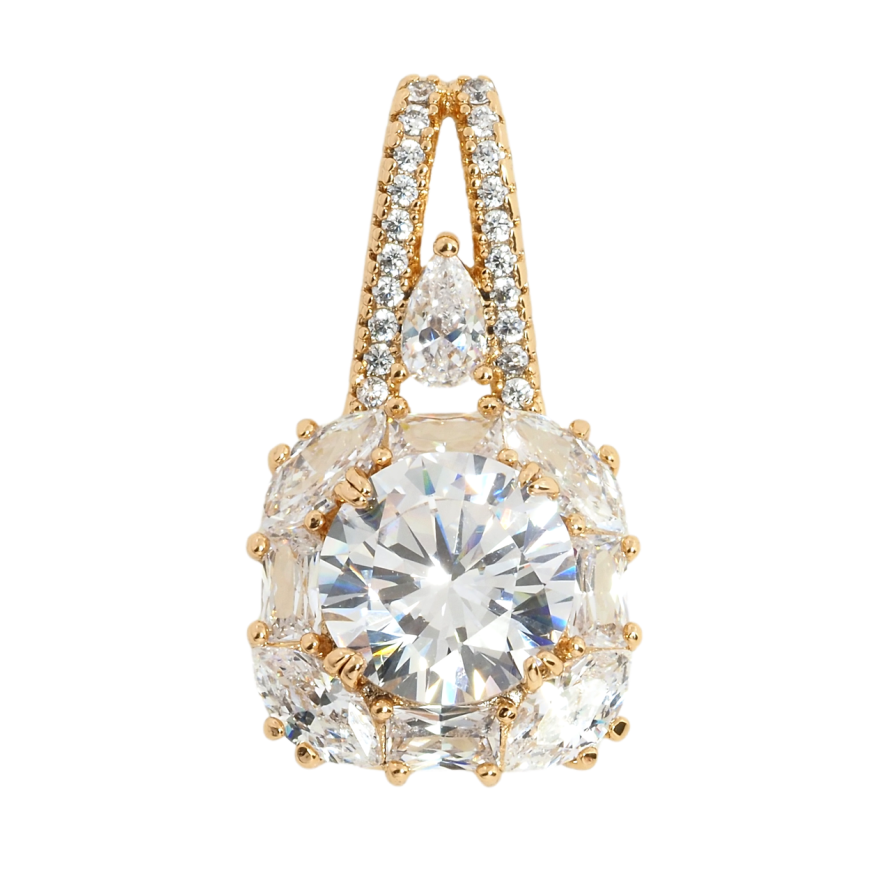 Кулон Xuping Позолота 18K Фіаніт в обрамленні цирконію для ланцюжка до 4мм фото №1 Кулон Xuping Позолота 18K Фіаніт в обрамленні цирконію для ланцюжка до 4мм фото №1