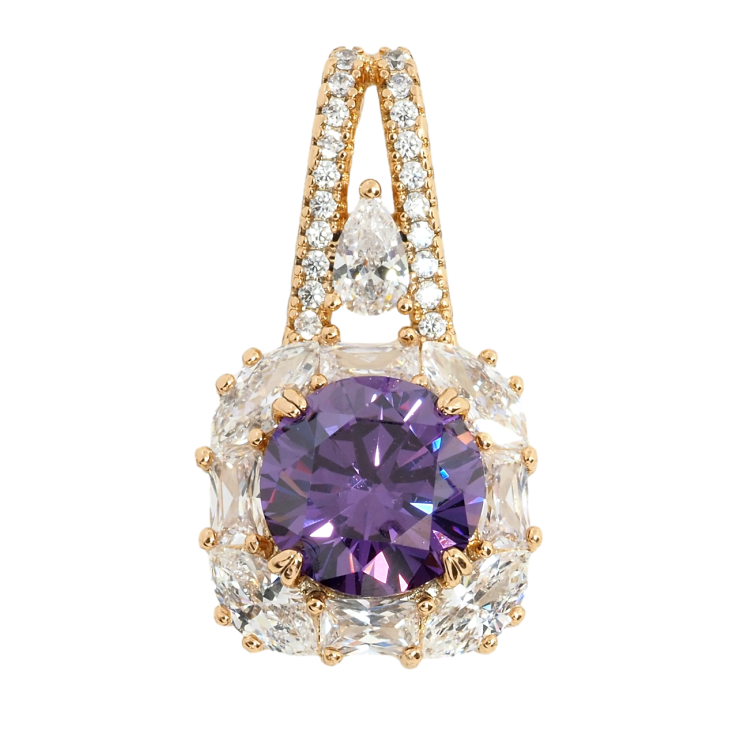 Кулон Xuping Позолота 18K Бузковий фіаніт в обрамленні цирконію для ланцюжка до 4мм фото №6