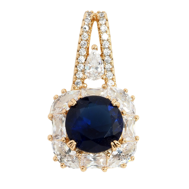 Кулон Xuping Позолота 18K Cиній фіаніт в обрамленні цирконію для ланцюжка до 4мм фото №1 Кулон Xuping Позолота 18K Cиній фіаніт в обрамленні цирконію для ланцюжка до 4мм фото №1