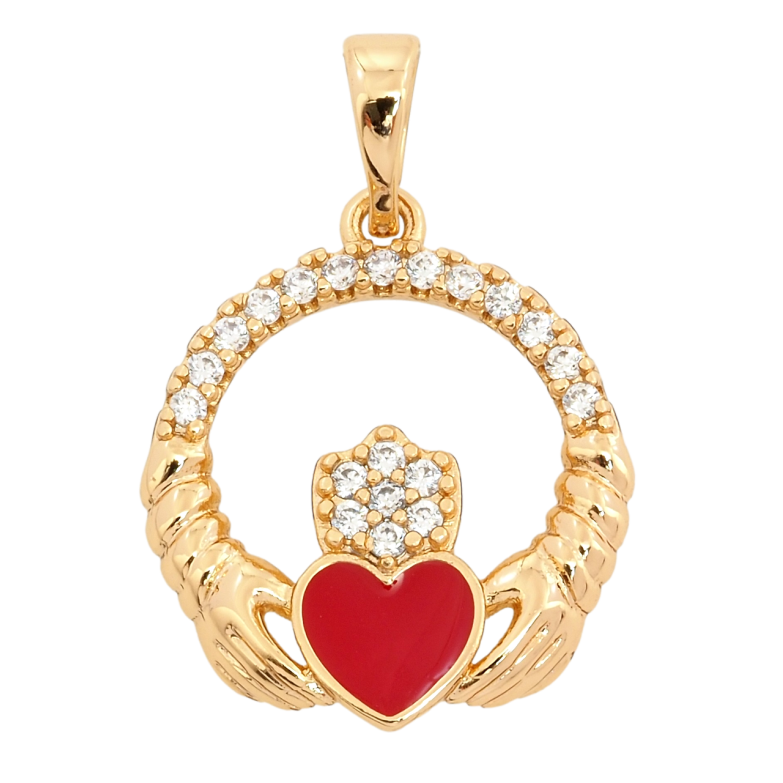 Кулон Xuping Позолота 18K Красное сердечко в руках для цепочки до 5мм фото №1