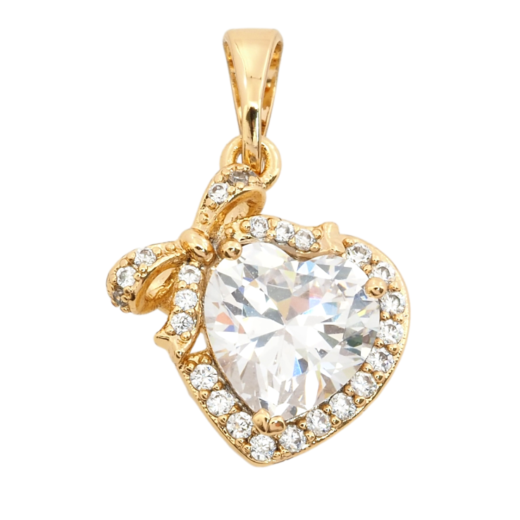 Кулон Xuping Позолота 18K Кришталеве серце з бантом для ланцюжка до 5мм фото №13