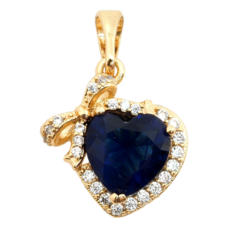 Кулон Xuping Позолота 18K Синє кришталеве серце з бантом для ланцюжка до 5мм фото №1 Кулон Xuping Позолота 18K Синє кришталеве серце з бантом для ланцюжка до 5мм фото №1