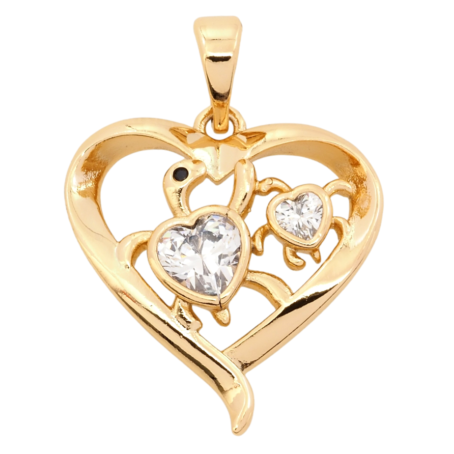 Кулон Xuping Позолота 18K Сердце с черепашками для цепочки до 5мм фото №1