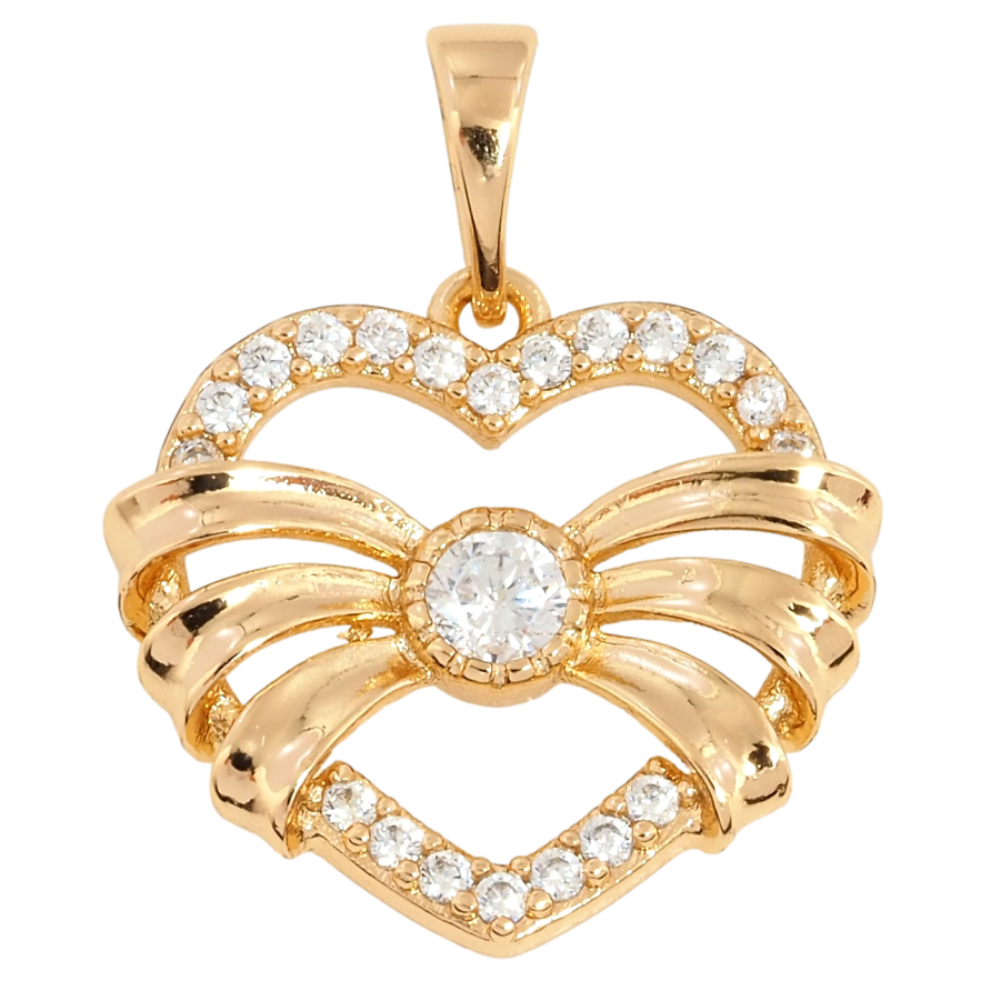 Кулон Xuping Позолота 18K Сердечко с бантом для цепочки до 5мм фото №1 Кулон Xuping Позолота 18K Сердечко с бантом для цепочки до 5мм фото №1