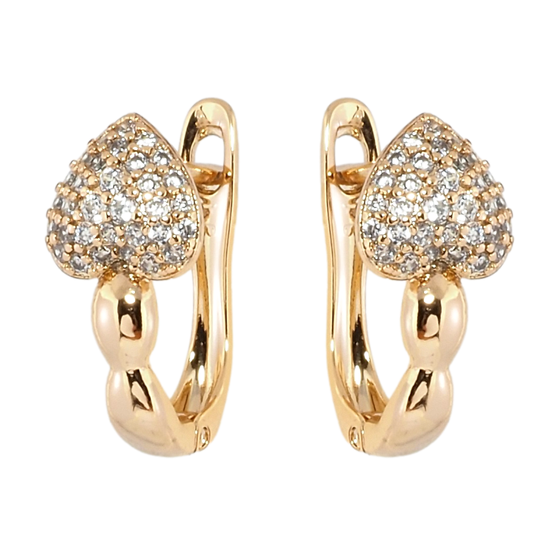 Сережки Xuping Позолота 18K англійський замок Серця інкрустація цирконієм фото №1 Сережки Xuping Позолота 18K англійський замок Серця інкрустація цирконієм фото №1