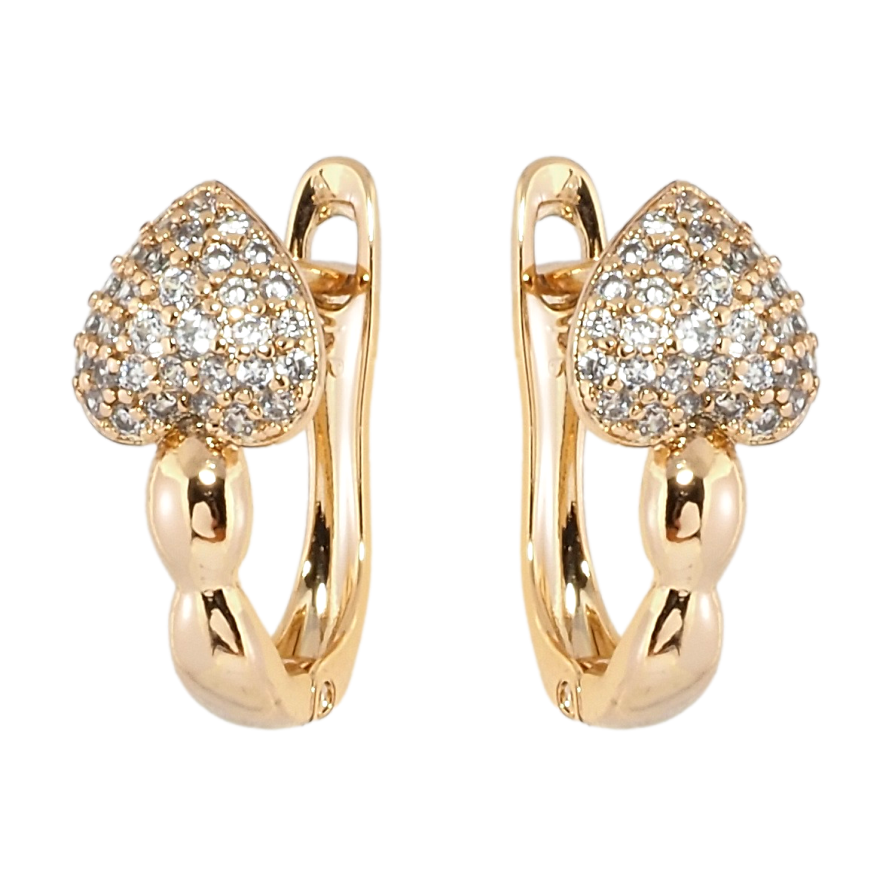 Серьги Xuping Позолота 18K английский замок Сердечки инкрустация цирконием фото №1 Серьги Xuping Позолота 18K английский замок Сердечки инкрустация цирконием фото №1