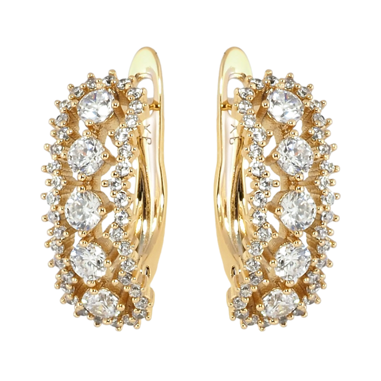 Сережки Xuping Позолота 18K англійський замок Інкрустація цирконієм фото №1