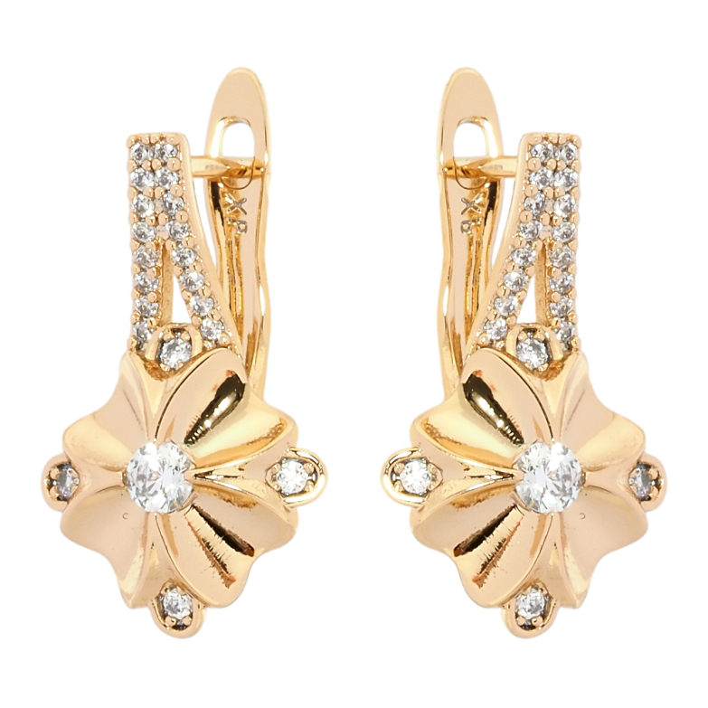 Серьги Xuping Позолота 18K английский замок Цветочки с цирконием фото №1 Серьги Xuping Позолота 18K английский замок Цветочки с цирконием фото №1