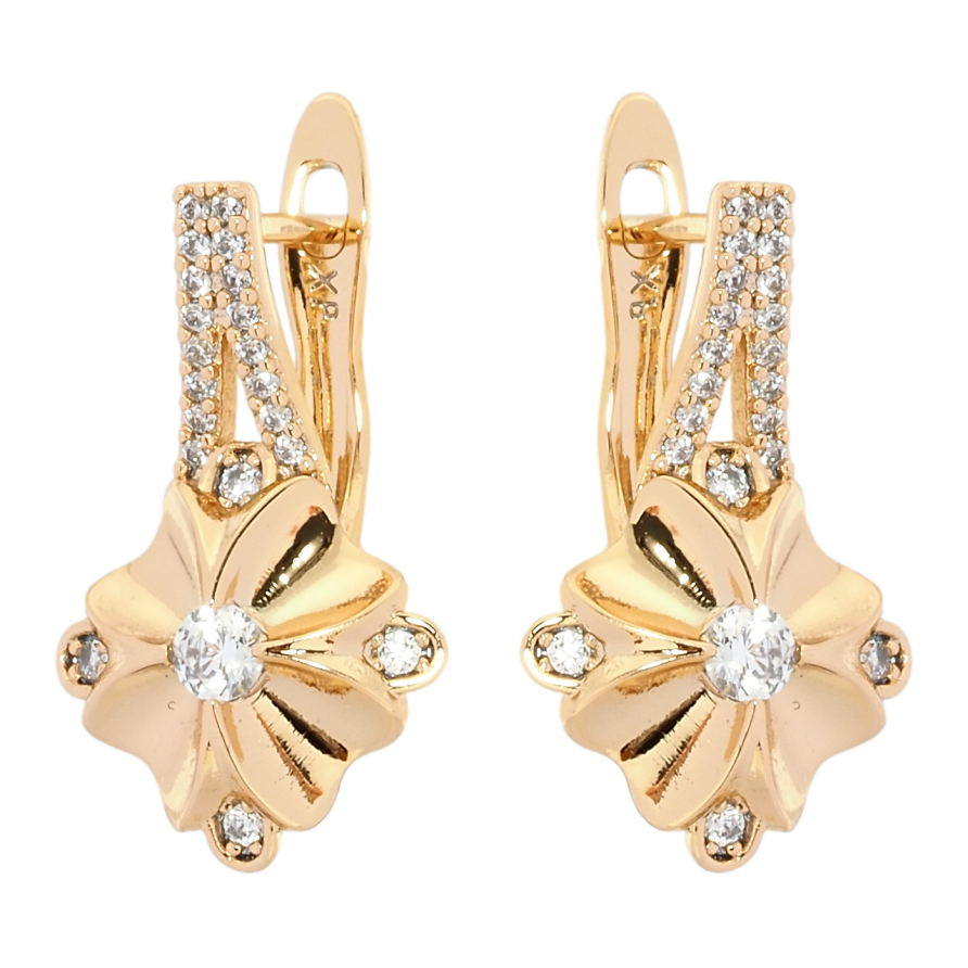 Серьги Xuping Позолота 18K английский замок Цветочки с цирконием фото №1 Серьги Xuping Позолота 18K английский замок Цветочки с цирконием фото №1
