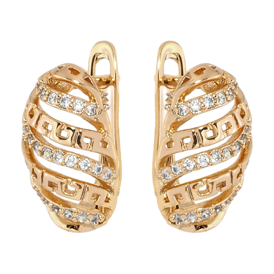 Серьги Xuping Позолота 18K английский замок Резные овалы с цирконием фото №1