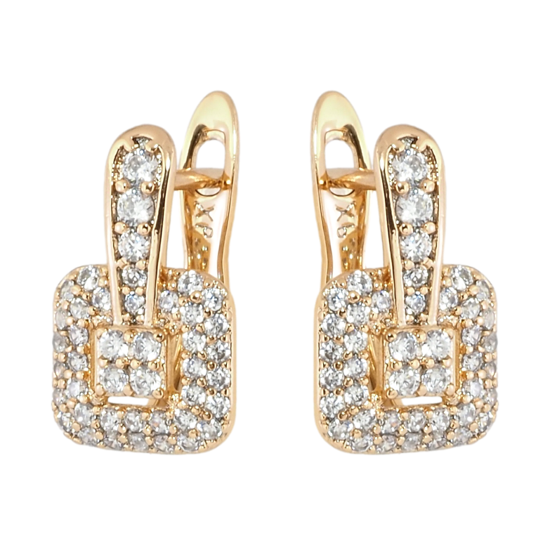 Сережки Xuping Позолота 18K англійський замок Інкрустація цирконієм фото №1