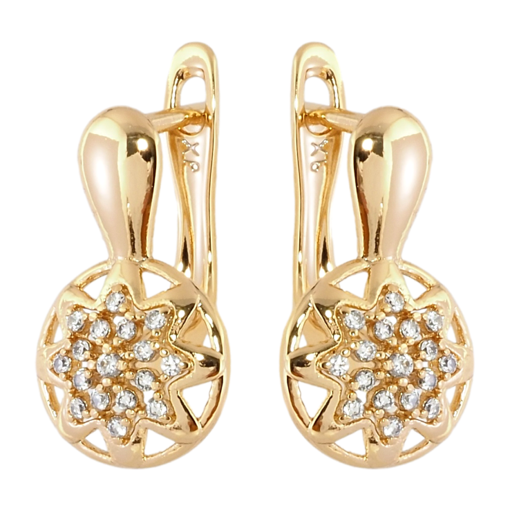 Серьги Xuping Позолота 18K английский замок Звезды с цирконием фото №17