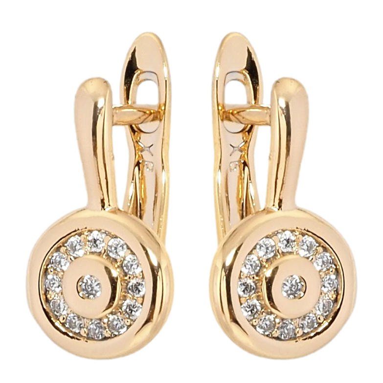 Сережки Xuping Позолота 18K англійський замок Кола з цирконієм фото №1