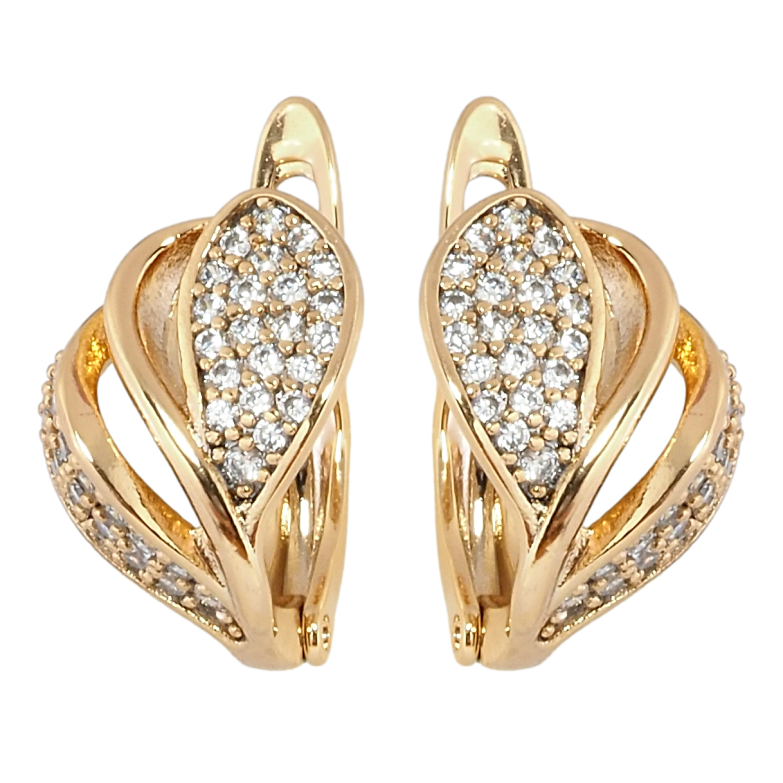 Серьги Xuping Позолота 18K английский замок Узор с инкрустацией цирконием фото №1