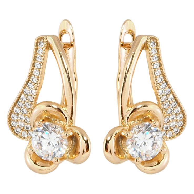 Серьги Xuping Позолота 18K английский замок Цветочки с инкрустацией цирконием фото №5