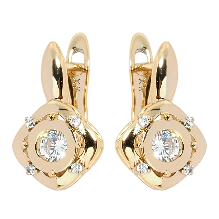Серьги Xuping Позолота 18K английский замок Ромбы с цирконием фото №1 Серьги Xuping Позолота 18K английский замок Ромбы с цирконием фото №1