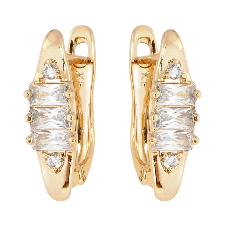 Сережки Xuping Позолота 18K англійський замок Візерунок з цирконієм фото №1 Сережки Xuping Позолота 18K англійський замок Візерунок з цирконієм фото №1