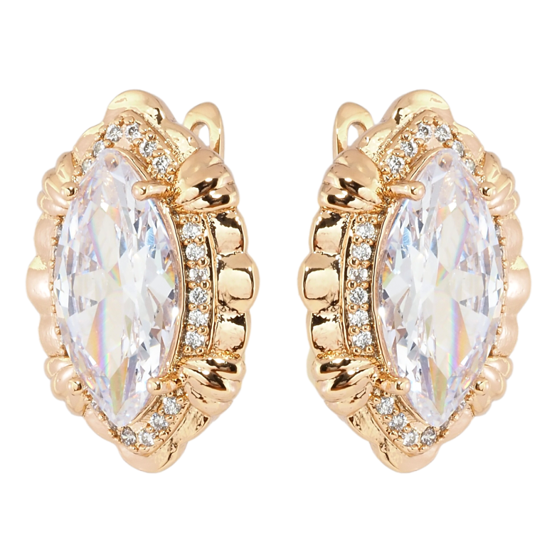 Серьги Xuping Позолота 18K английский замок Фианиты в декоративной оправе фото №1