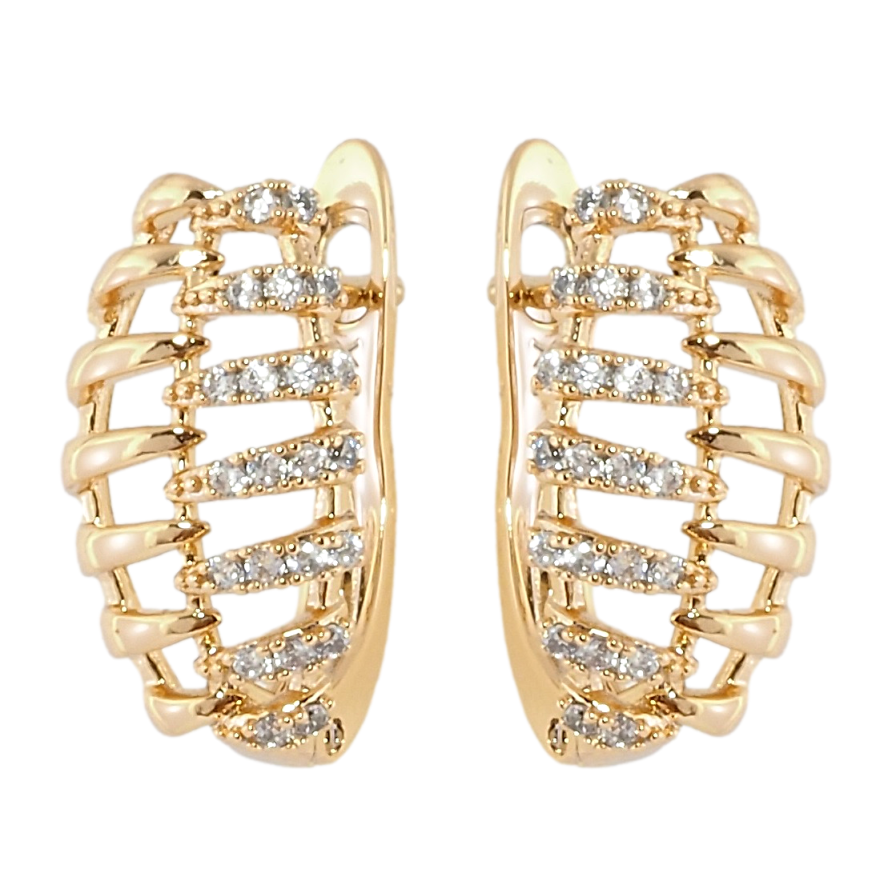 Сережки Xuping Позолота 18K англійський замок Декоративний візерунок з цирконієм фото №1 Сережки Xuping Позолота 18K англійський замок Декоративний візерунок з цирконієм фото №1