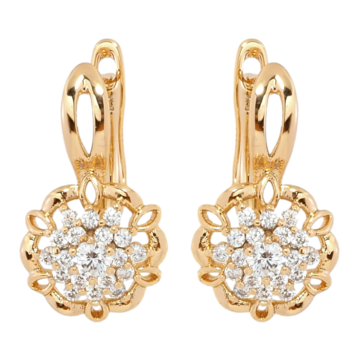Серьги Xuping Позолота 18K английский замок Цветочки с цирконием фото №25