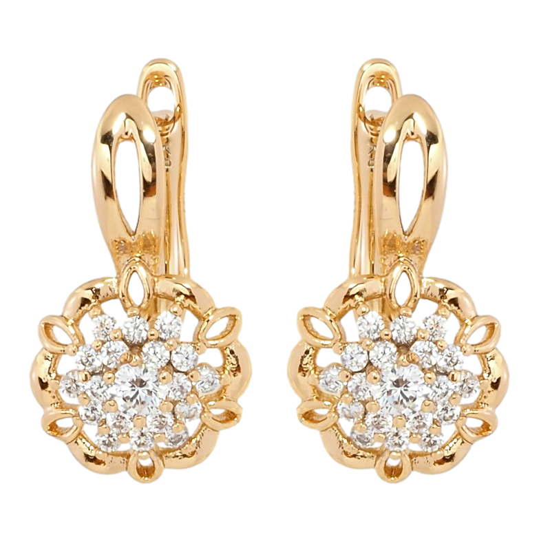 Серьги Xuping Позолота 18K английский замок Цветочки с цирконием фото №1 Серьги Xuping Позолота 18K английский замок Цветочки с цирконием фото №1