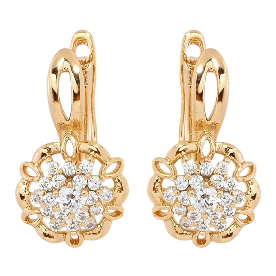 Сережки Xuping Позолота 18K англійський замок Квіточки з цирконієм фото №1 Сережки Xuping Позолота 18K англійський замок Квіточки з цирконієм фото №1