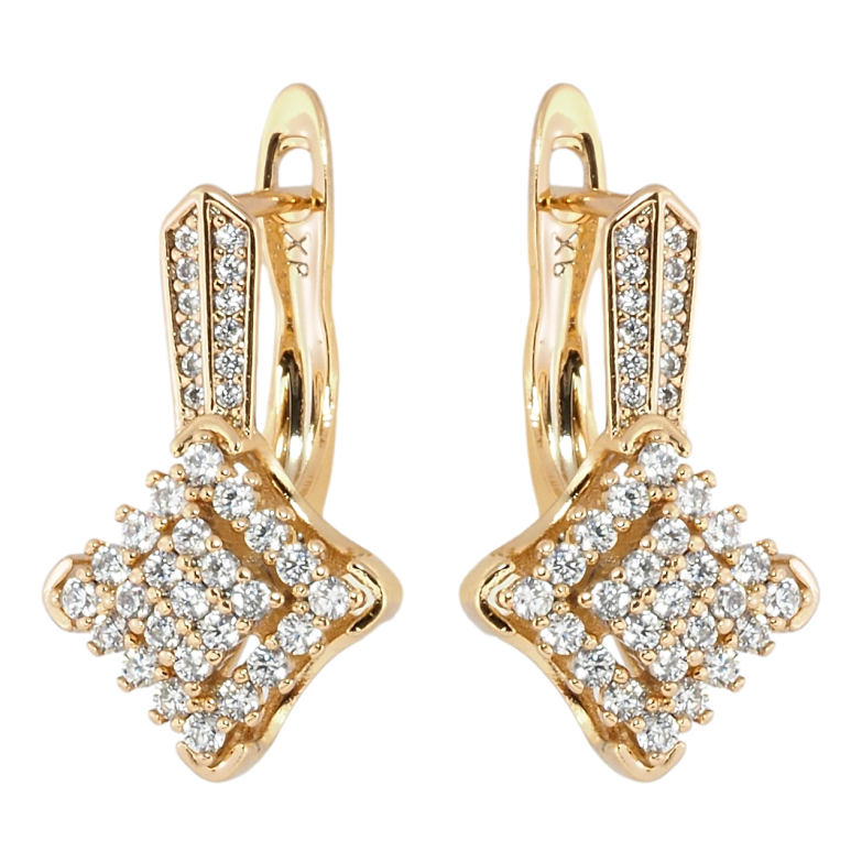 Сережки Xuping Позолота 18K англійський замок Інкрустація цирконієм фото №1