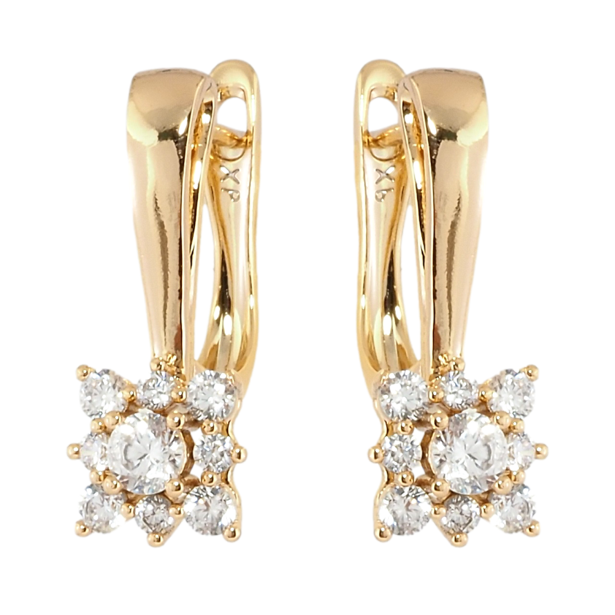 Серьги Xuping Позолота 18K английский замок Кристальные цветочки фото №1