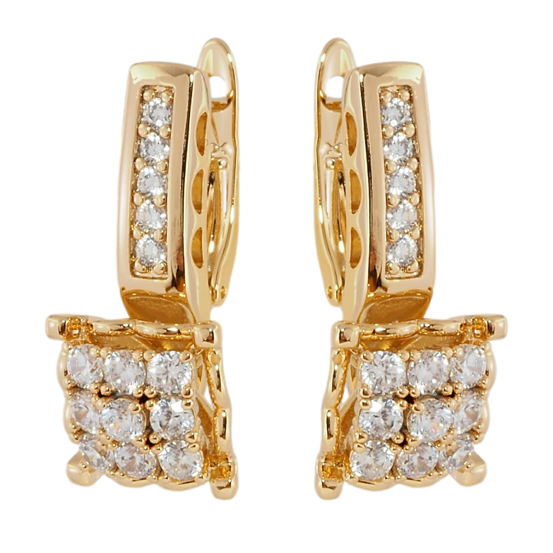 Сережки Xuping Позолота 18K англійський замок Інкрустація цирконієм фото №1 Сережки Xuping Позолота 18K англійський замок Інкрустація цирконієм фото №1