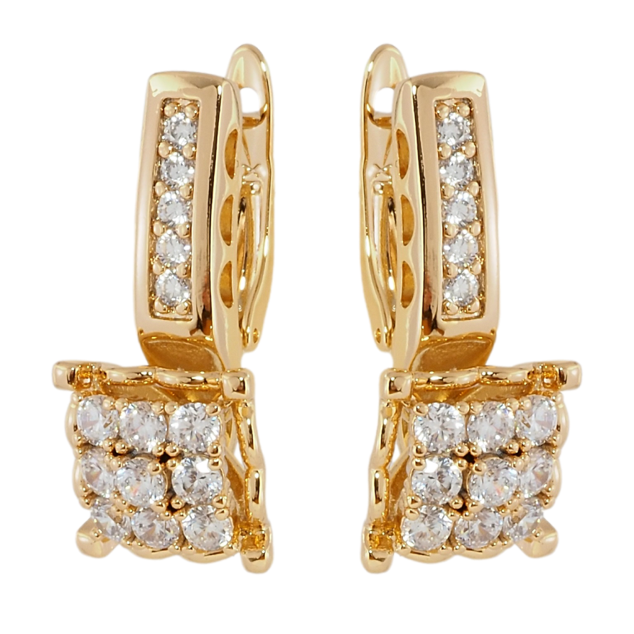 Серьги Xuping Позолота 18K английский замок Инкрустация цирконием фото №1