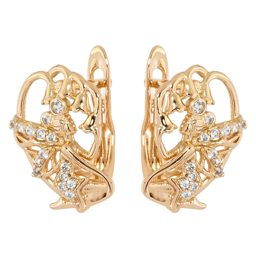 Серьги Xuping Позолота 18K английский замок Феи фото №1 Серьги Xuping Позолота 18K английский замок Феи фото №1