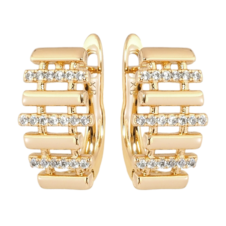 Серьги Xuping Позолота 18K английский замок Узор с дорожками циркония фото №19