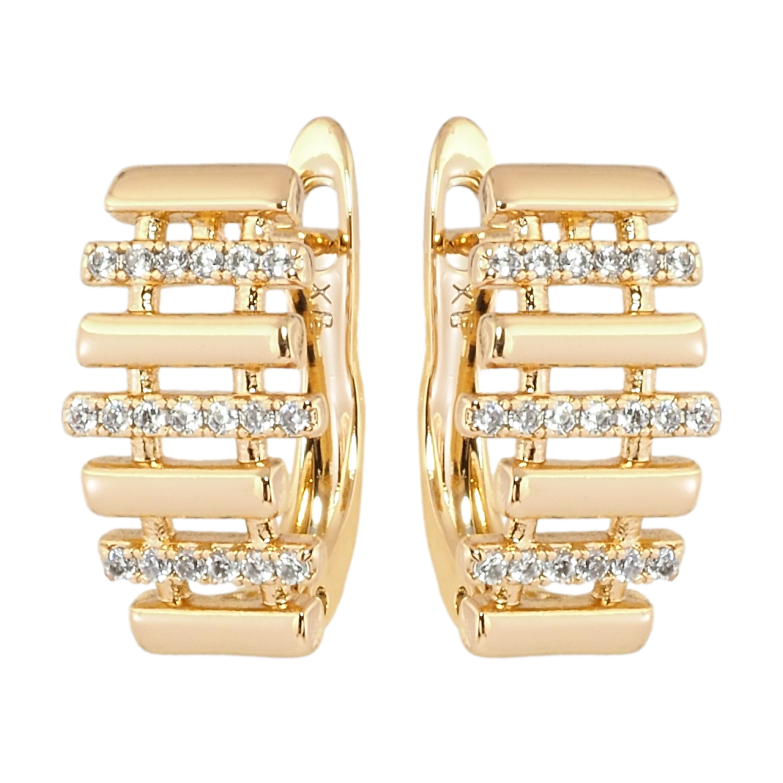 Сережки Xuping Позолота 18K англійський замок Візерунок з доріжками цирконію фото №1