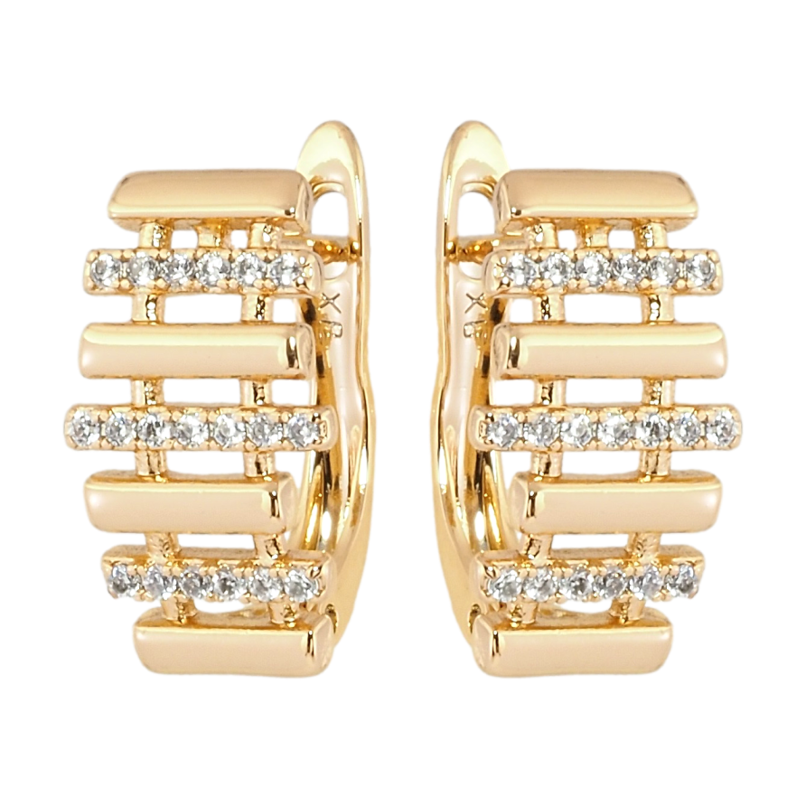 Серьги Xuping Позолота 18K английский замок Узор с дорожками циркония фото №1 Серьги Xuping Позолота 18K английский замок Узор с дорожками циркония фото №1