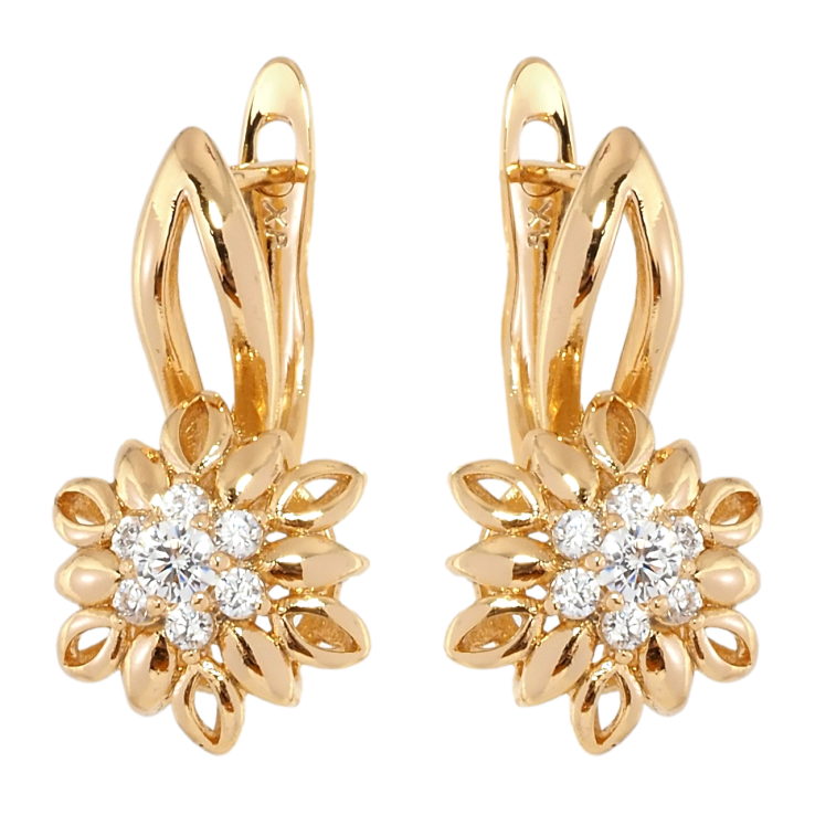 Серьги Xuping Позолота 18K английский замок Цветочки с цирконием фото №24