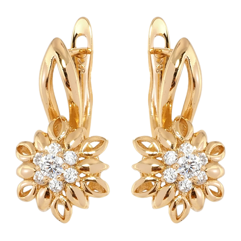 Сережки Xuping Позолота 18K англійський замок Квіточки з цирконієм фото №1