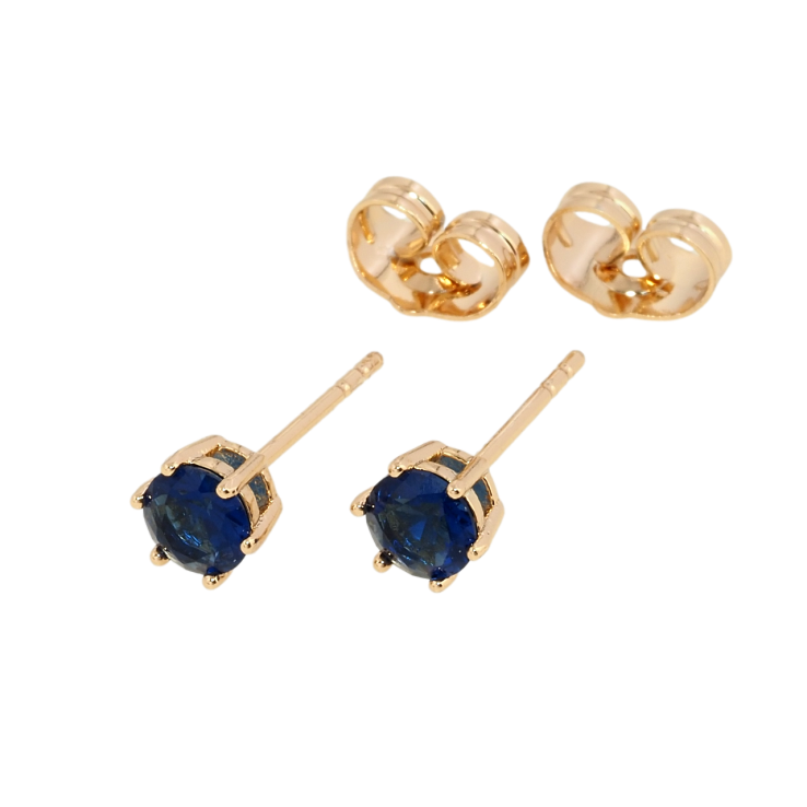 Сережки Xuping Позолота 18K пусети Синій фіаніт у 6-ти крапановій оправі ø 5мм фото №12