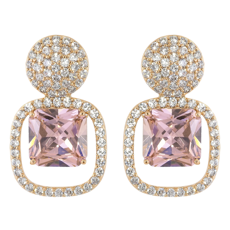 Сережки Xuping Позолота 18K пусети Інкрустація цирконієм з рожевими фіанітами фото №1