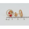 Сережки Xuping Позолота 18K пусети Зірки в колечках цирконію з червоною емаллю фото №2